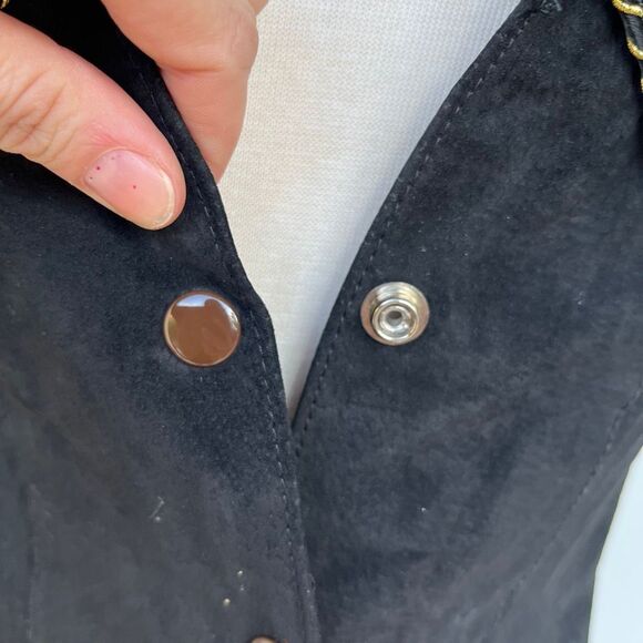 VTG S & U Leather Fashions Black Suede Vest Sz S – Western Snap Front - Picture 6 of 11